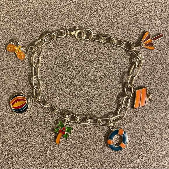 Silver bracelet with enamel beach charms. - Picture 6 of 7